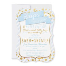 Snips & Snails Blue & Gold Baby Shower Einladungen