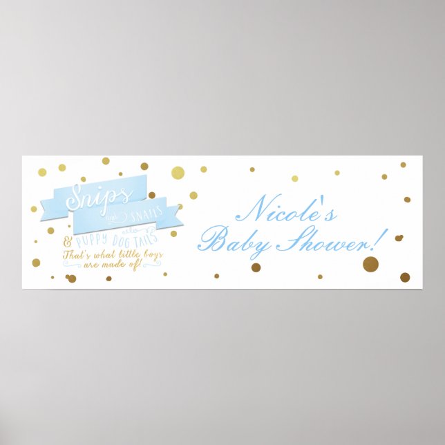 Snips & Snails Boys Blue & Gold Baby Duschbanner Poster (Vorne)