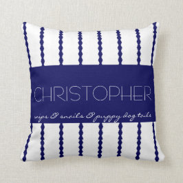 Snips & Snails &... Navy/White Stripes Name Kissen