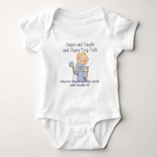 Snips und Schnecken und Welpen-Hunde-Schwanz Baby Strampler (Vorderseite)