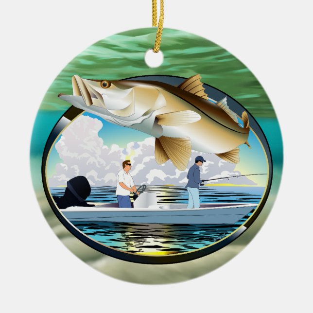 Snook Weihnachtsfischen Sunset Keramik Ornament (Vorne)