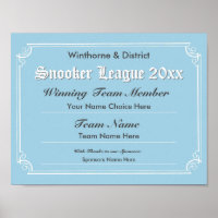 Snooker Competition Certificate Poster