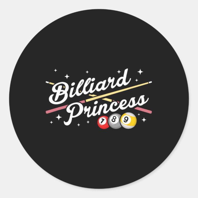 Snooker Game Billiard Princess Pool Spieler Billia Runder Aufkleber (Vorderseite)