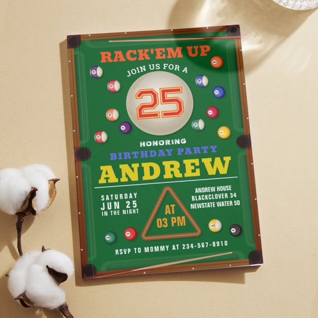 Snooker Pool Geburtstagsfeier Einladung (Snooker Invitation Pool Birthday)