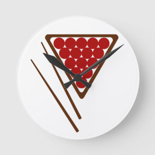 Snooker Rack and Snooker Cues Runde Wanduhr