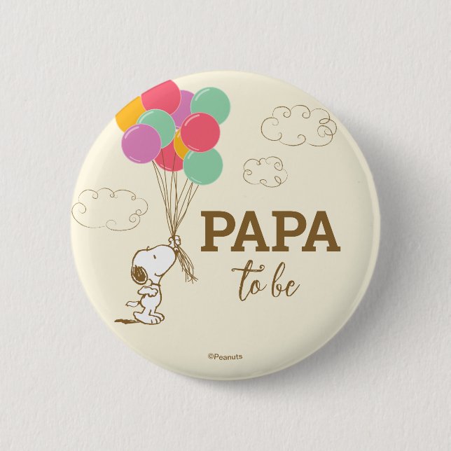 Snoopy and Balloons Babydusche Opa Button (Vorderseite)