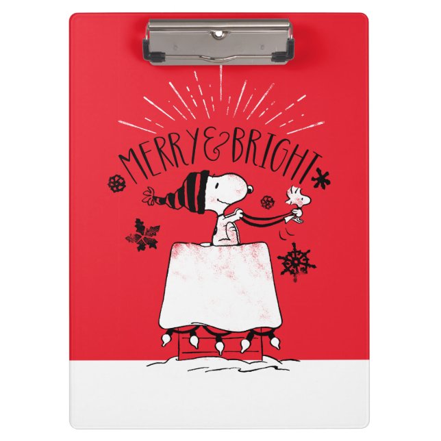 Snoopy and Woodstock - Merry & Bright Klemmbrett (Vorderseite)