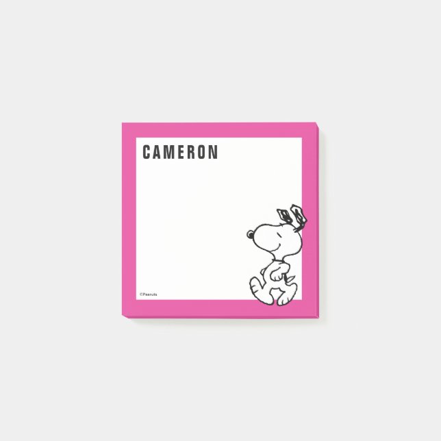 Snoopy Black & Magenta | Füge Deinen Namen hinzu Post-it Klebezettel (Vorderseite)