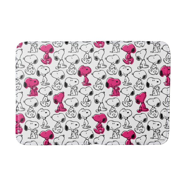 Snoopy Black & Magenta Pattern Badematte (Vorderseite)