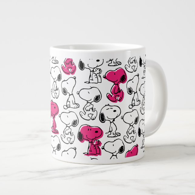 Snoopy Black & Magenta Pattern Jumbo-Tasse (Vorderseite Rechts)