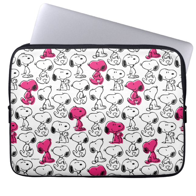 Snoopy Black & Magenta Pattern Laptopschutzhülle (Vorderseite)