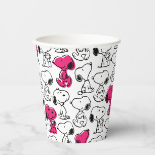 Snoopy Black & Magenta Pattern Pappbecher