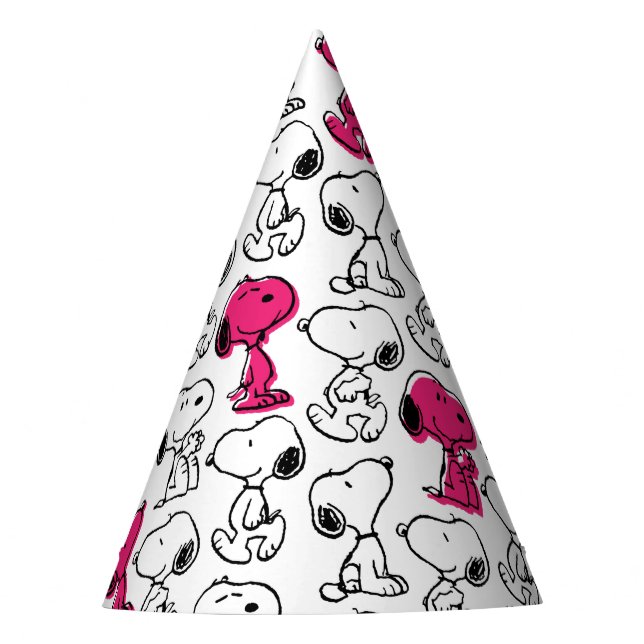 Snoopy Black & Magenta Pattern Partyhütchen (Vorderseite)