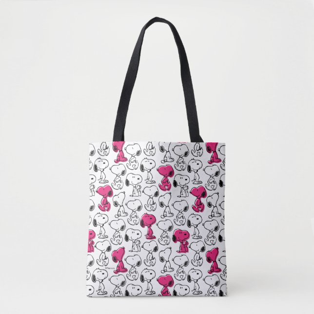 Snoopy Black & Magenta Pattern Tasche (Vorderseite)
