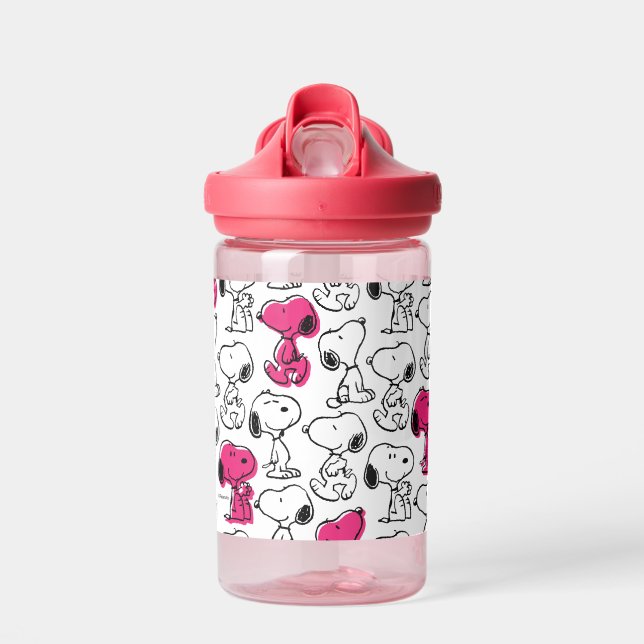 Snoopy Black & Magenta Pattern Trinkflasche (Vorne)