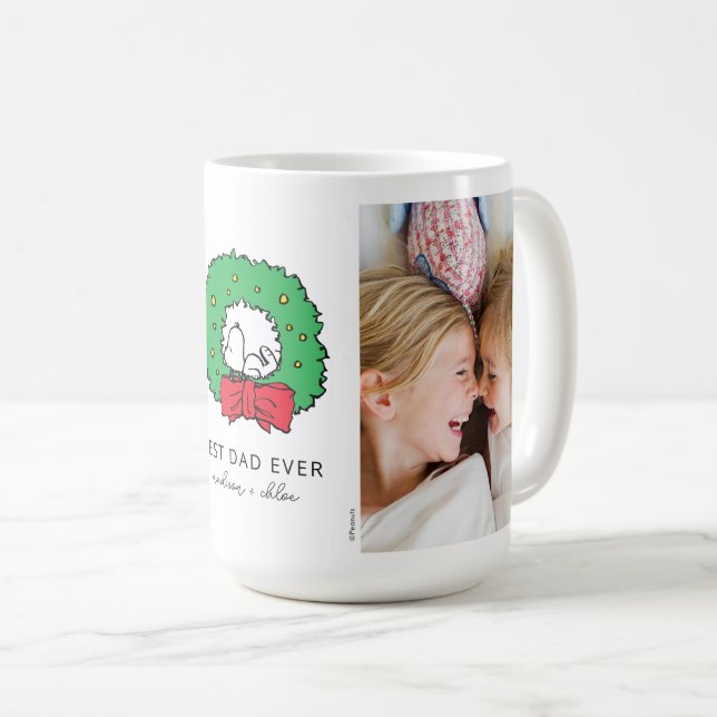 Snoopy Christmas Wreath | Bestes Vater Foto Kaffeetasse (VorderseiteRechts)
