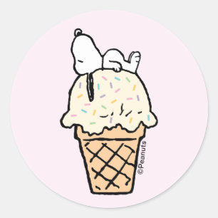 Snoopy Eiswaffel mit Streuseln Runder Aufkleber