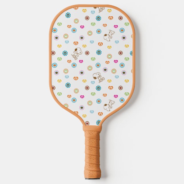 Snoopy farbenfrohe Herzmuster Pickleball Schläger (Vorderseite)