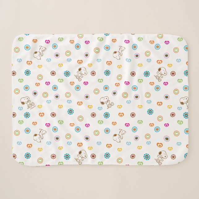 Snoopy farbenfrohe Herzmuster Sherpadecke (Vorderseite (Horizontal))