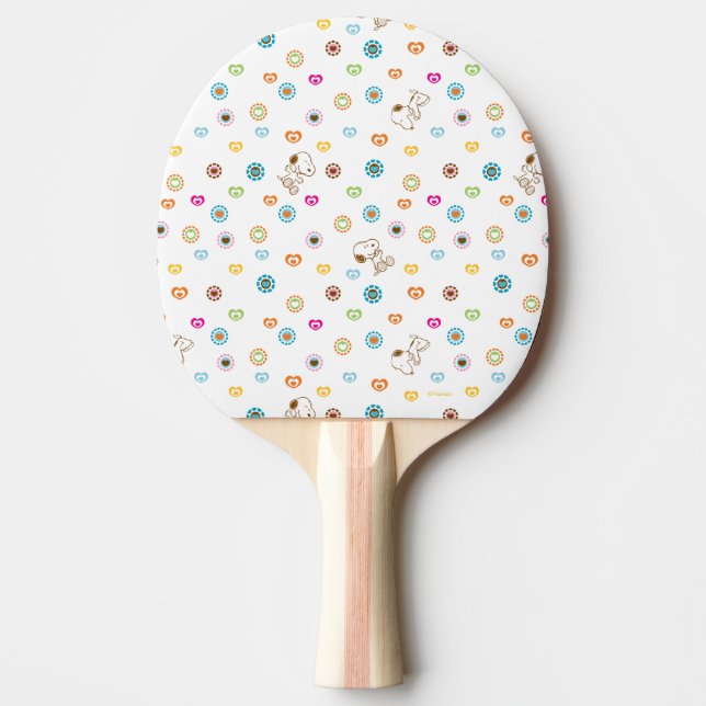 Snoopy farbenfrohe Herzmuster Tischtennis Schläger (Vorderseite)