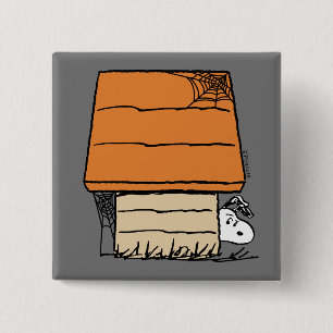 Snoopy Halloween Spider Web Doghouse Button