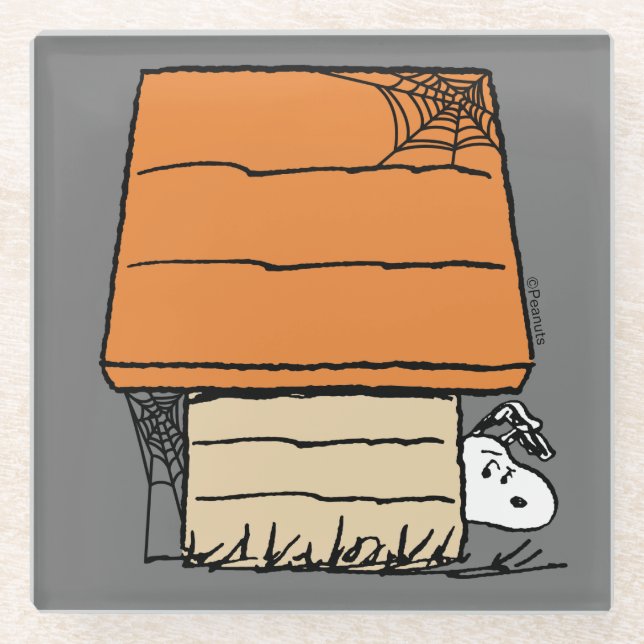 Snoopy Halloween Spider Web Doghouse Glasuntersetzer (Vorderseite)