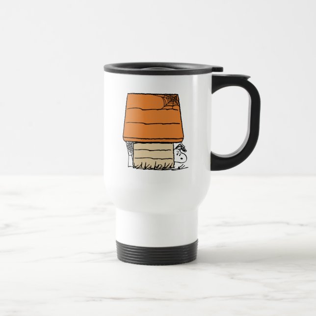 Snoopy Halloween Spider Web Doghouse Reisebecher (Rechts)