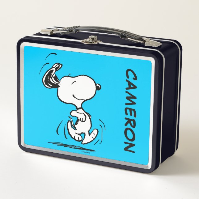 Snoopy Happy Dance | Füge Deinen Namen hinzu Metall Brotdose (Vorderseite)