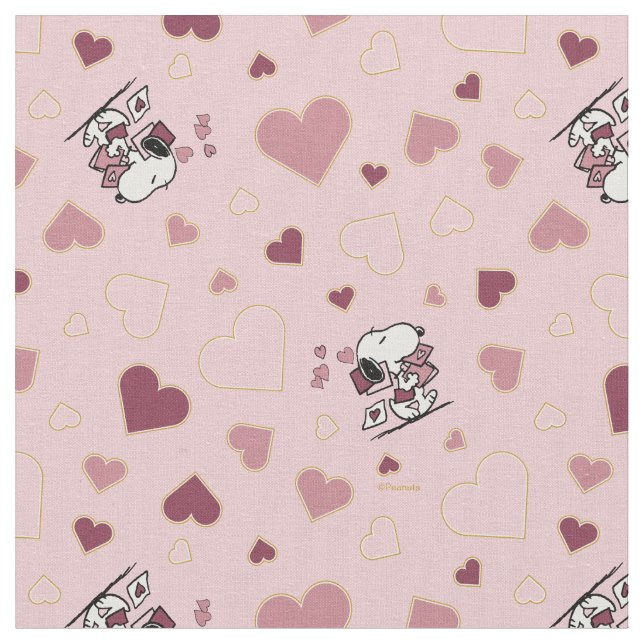 Snoopy-Herzen und Liebesbriefe Stoff (Nahaufnahme)
