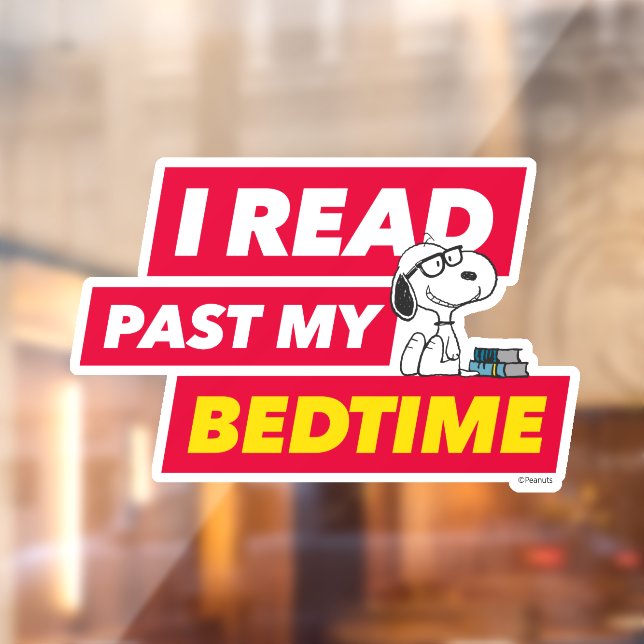 Snoopy "I Read Past My Bedtime" Fensteraufkleber (Blatt 2)