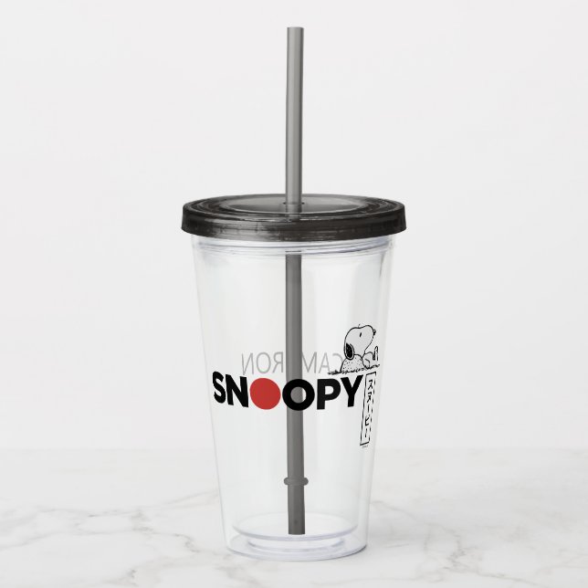 Snoopy Japanisch Typografie Grafik Acryltrinkbecher (Vorderseite)