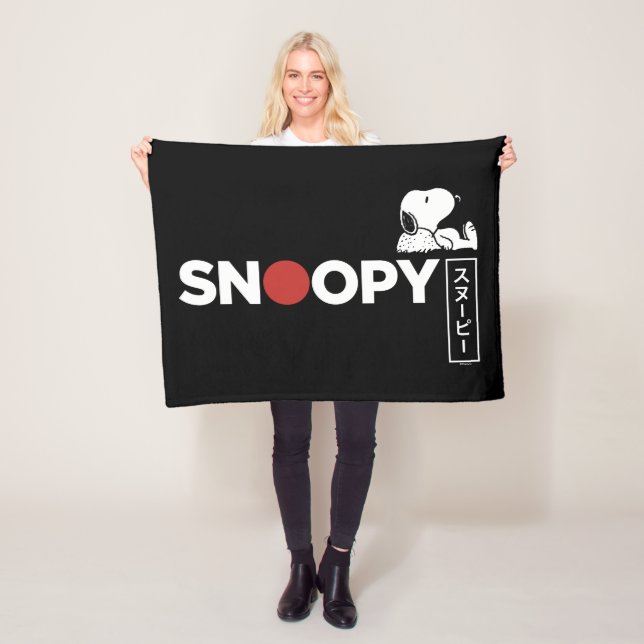 Snoopy Japanisch Typografie Grafik Fleecedecke (Beispiel)