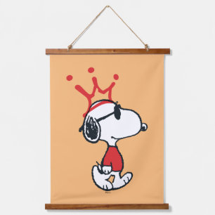Snoopy - Joe Cool Crown Wandteppich Mit Holzrahmen