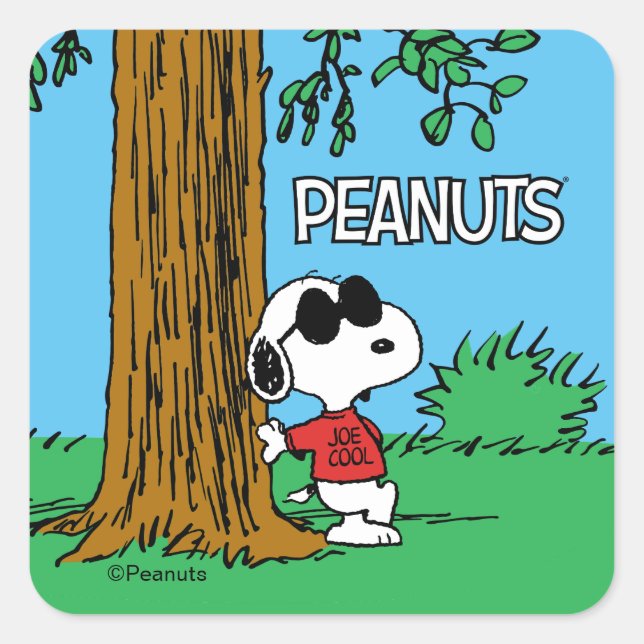 Snoopy "Joe Cool" stehend Quadratischer Aufkleber (Vorderseite)