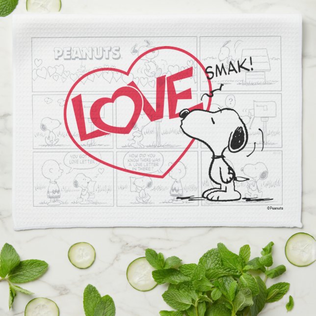 Snoopy "Liebe" Comic Strip Graphic Geschirrtuch (Gefaltet)
