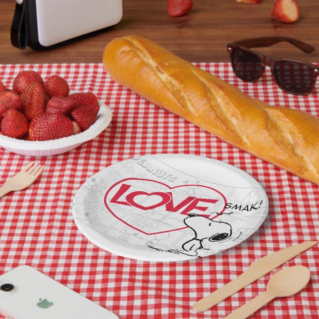 Snoopy "Liebe" Comic Strip Graphic Pappteller (Picknick)