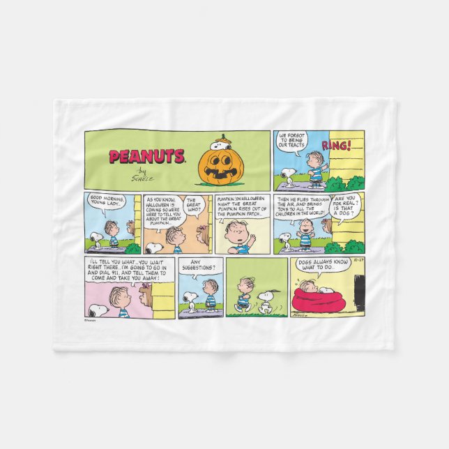Snoopy & Linus | Die große Pumpkin-News Fleecedecke (Vorderseite (Horizontal))