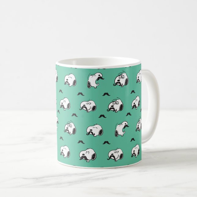 Snoopy Mustaches & Aquamarines Muster Kaffeetasse (VorderseiteRechts)