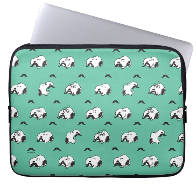 Snoopy Mustaches & Aquamarines Muster Laptopschutzhülle (Vorderseite)