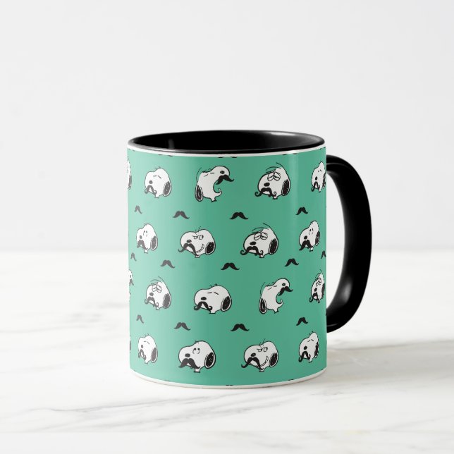 Snoopy Mustaches & Aquamarines Muster Tasse (VorderseiteRechts)
