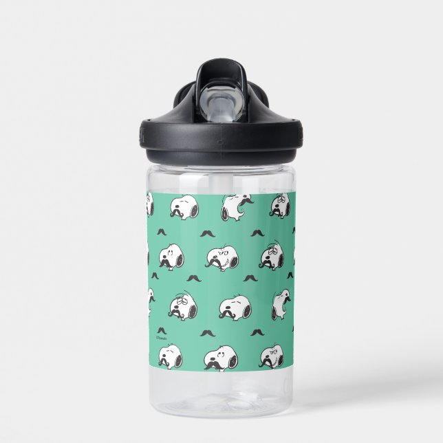 Snoopy Mustaches & Aquamarines Muster Trinkflasche (Vorne)