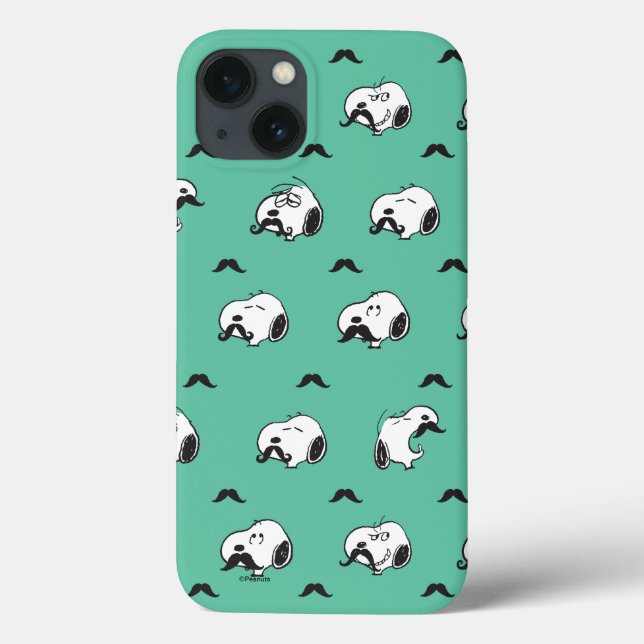 Snoopy Mustaches & Teal Pattern Case-Mate iPhone Hülle (Rückseite)