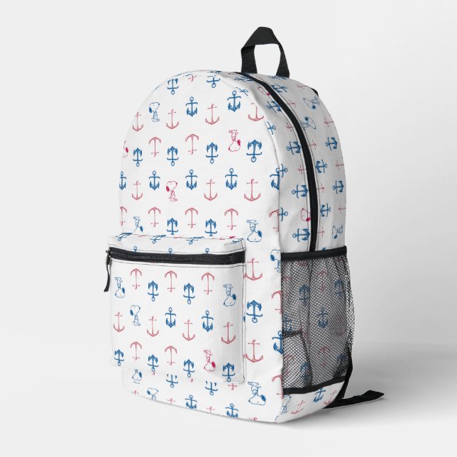 Snoopy Nautical Anchor Pattern Bedruckter Rucksack (Rückseitige Ecke Rechts)