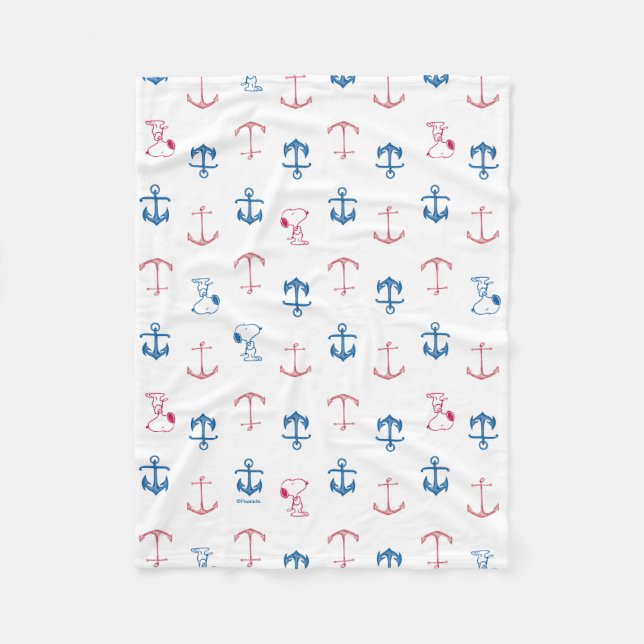 Snoopy Nautical Anchor Pattern Fleecedecke (Vorderseite)
