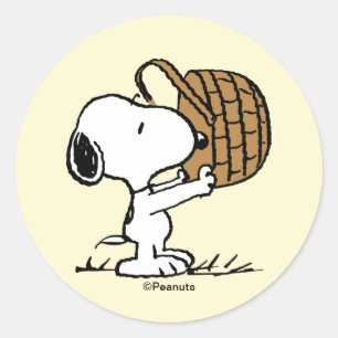 Snoopy Oster-Beagle-Korb Runder Aufkleber