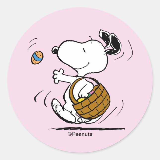 Snoopy Oster-Beagle Runder Aufkleber (Vorderseite)