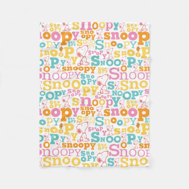 Snoopy Pastel Text Pattern Fleecedecke (Vorderseite)