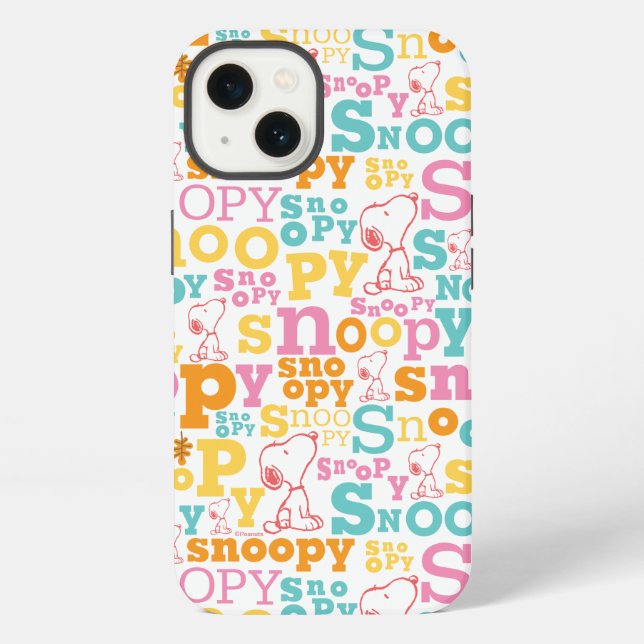 Snoopy Pastel Text Pattern iPhone Hülle (Rückseite)