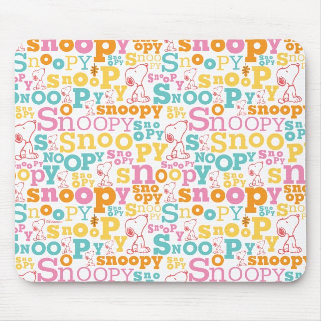 Snoopy Pastel Text Pattern Mousepad (Vorne)