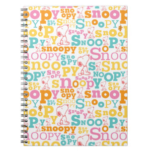 Snoopy Pastel Text Pattern Notizblock